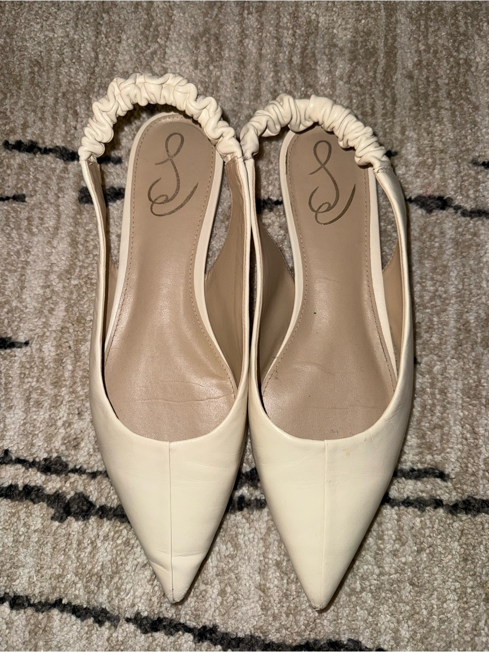 Sam Edelman Cream Pointed Toe Slingback Flats